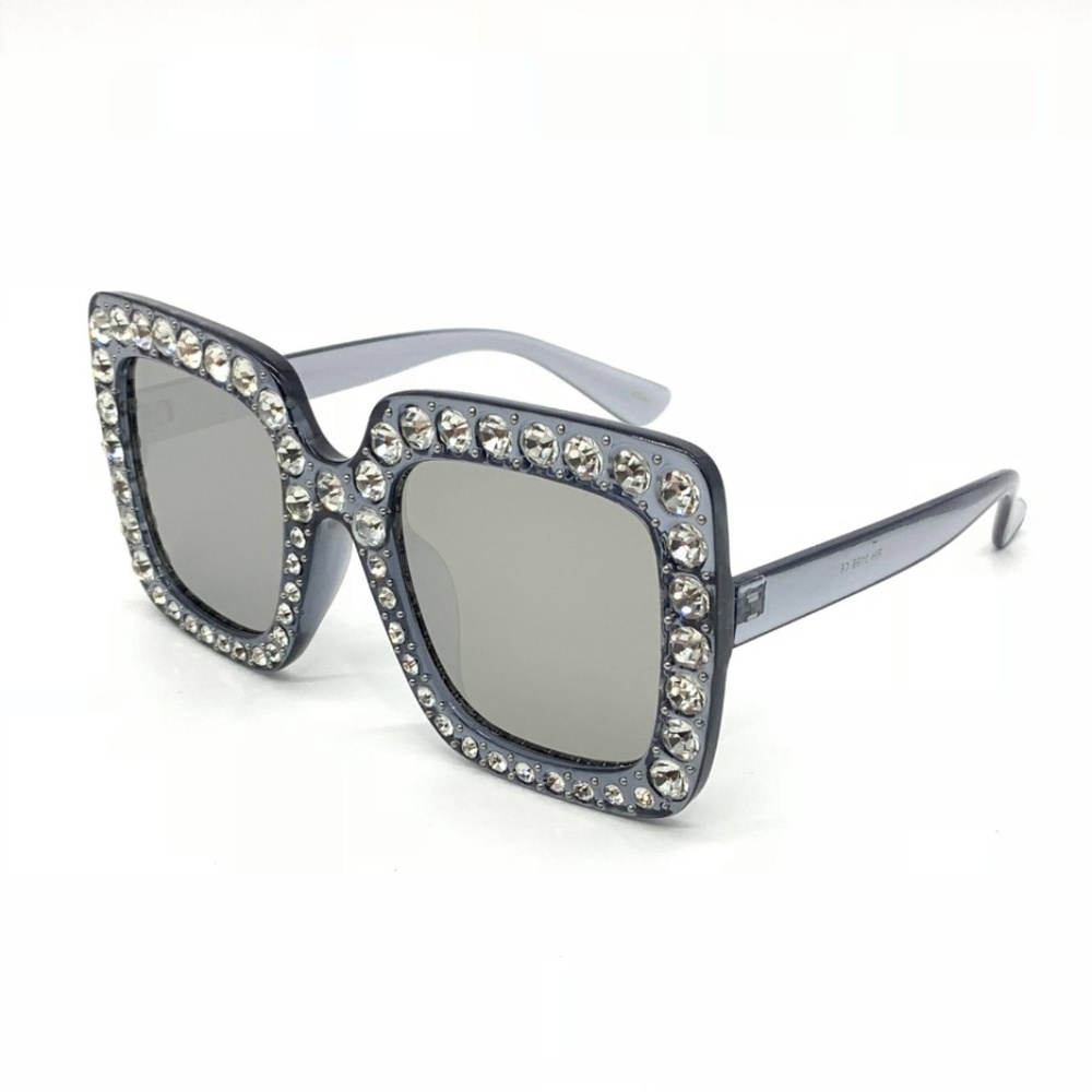 Rhinestoned Squared Fashion Sunglasses